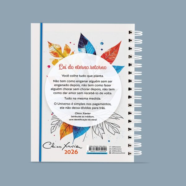 Agenda Chico Xavier 2026 Wire-o capa dura - Image 3